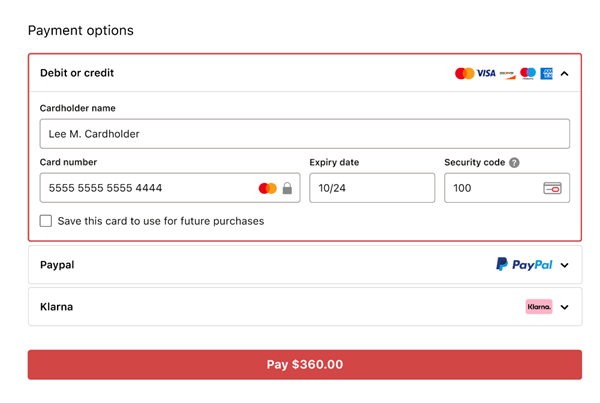 Modèle d'intégration de transaction initiée par le titulaire de la carte <term:checkout/>